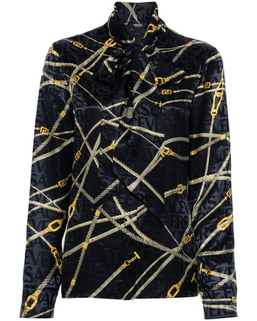 Versace rope-print buttoned shirt