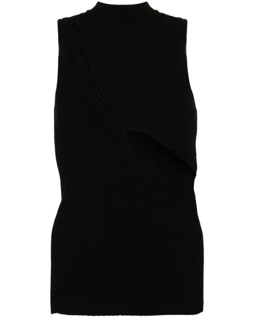 Attico cut-out ribbed-knit tank top