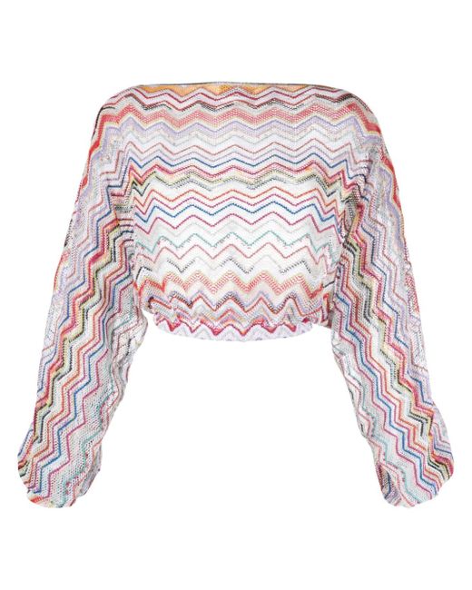 Missoni zigzag open-knit cropped blouse