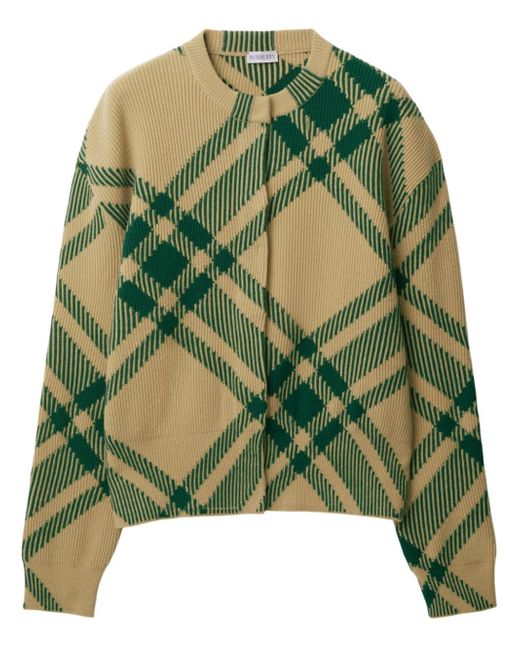 Burberry check-pattern wool-blend cardigan