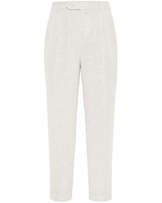 Brunello Cucinelli pleat-detailing button-fastening tapered trousers