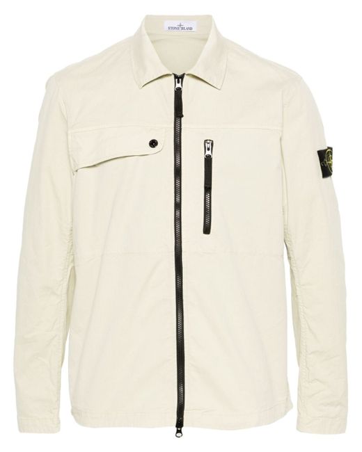 Stone Island Compass-patch cotton shirt jacket