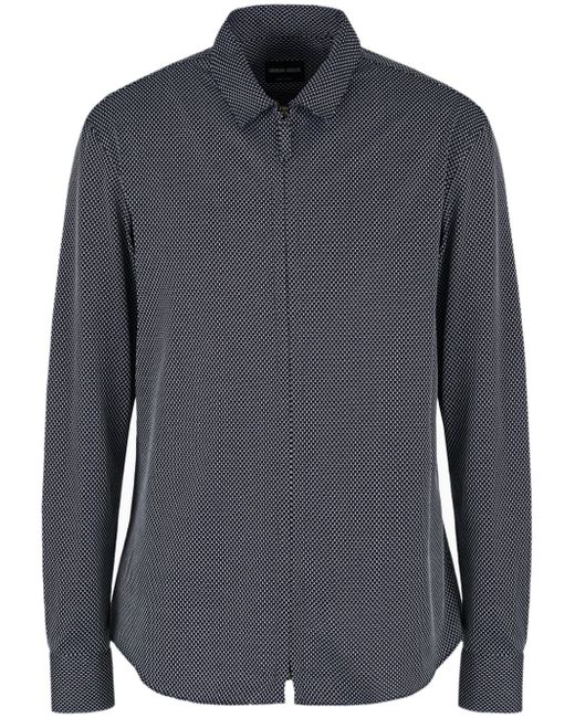 Giorgio Armani geometric-pattern zip-up shirt