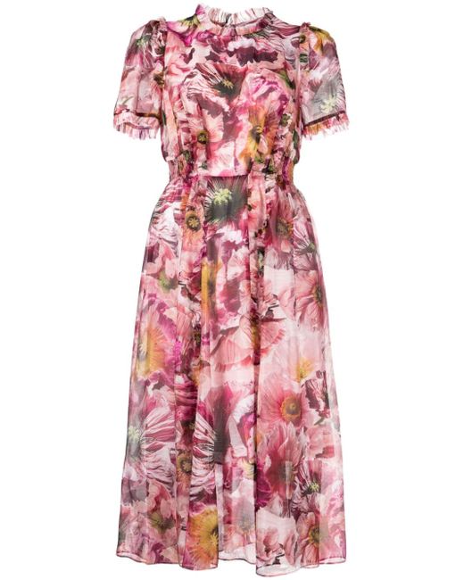 Marchesa Rosa Sedum floral-print midi dress