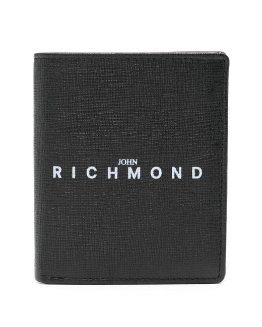 John Richmond logo-printed grained leather wallet