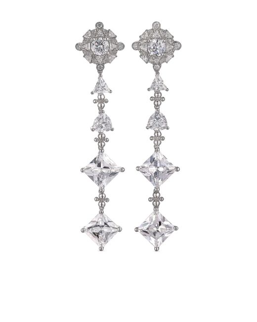 Anabela Chan 18kt white gold Tropical diamond drop earrings