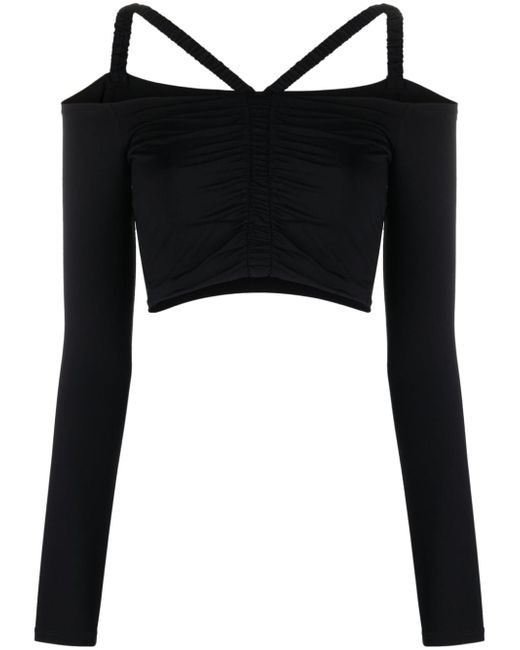 Patrizia Pepe ruched-detail off-shoulder cropped top