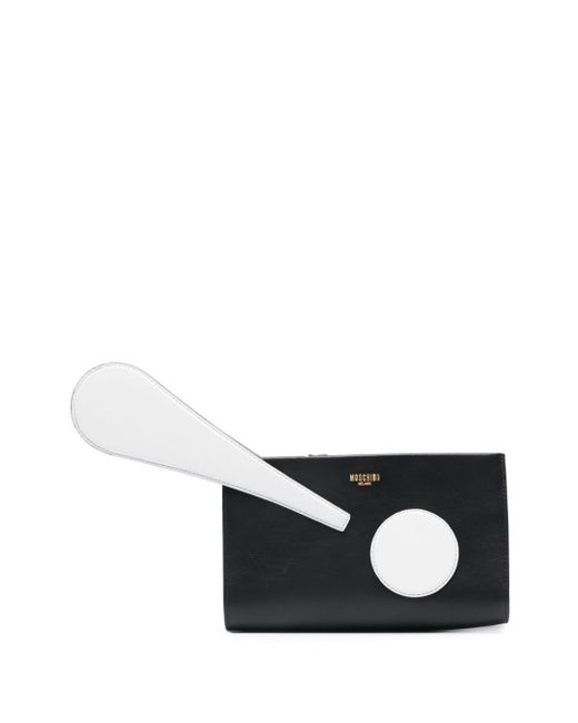 Moschino exclamation point clutch bag