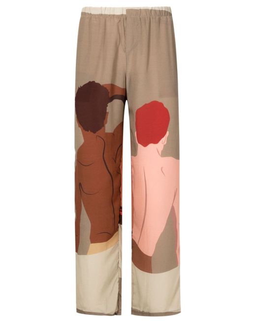 Amir Slama graphic-print straight-leg trousers