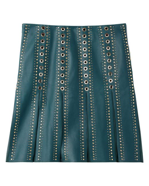 St. John stud-embellished leather skirt