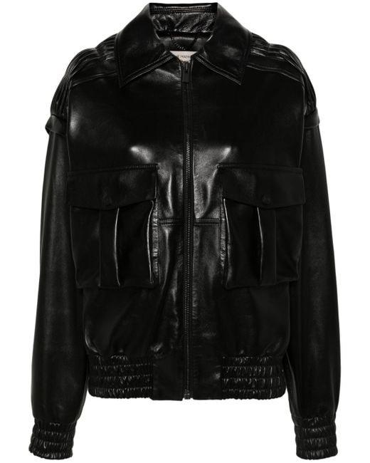The Mannei pintuck leather jacket