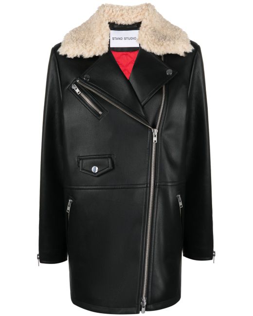 Stand Studio notched-collar faux-shearling jacket