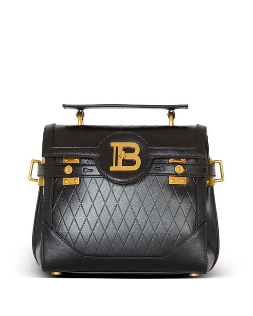 Balmain B-Buzz 23 grid-debossed leather tote bag