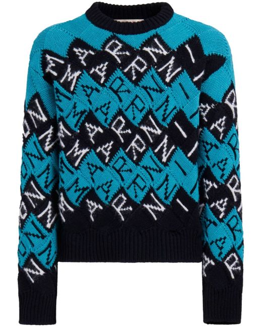 Marni logo intarsia-knit jumper
