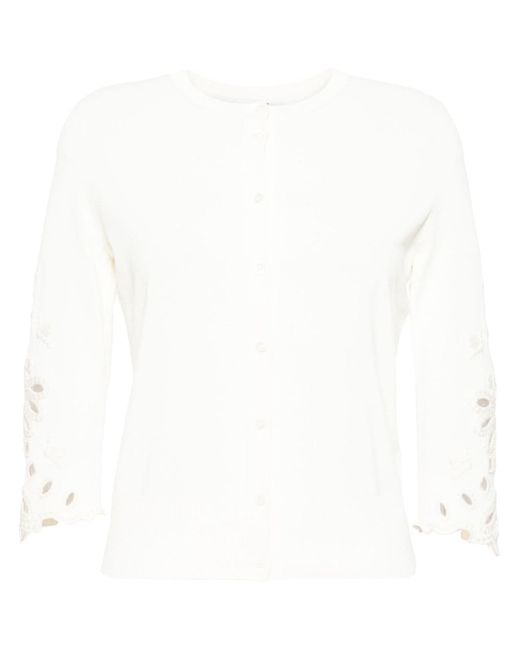 Ermanno Scervino perforated-detail cotton-blend cardigan