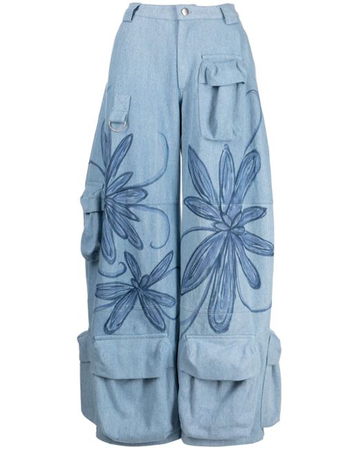 Collina Strada Flower Burst wide-leg jeans