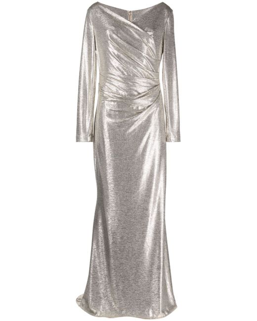 Talbot Runhof metallic gathered-detail gown