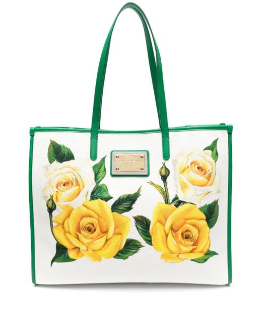 Dolce & Gabbana rose-print canvas tote bag