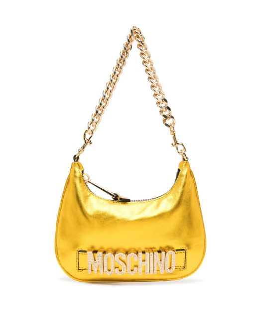 Moschino crystal-embellished logo shoulder bag