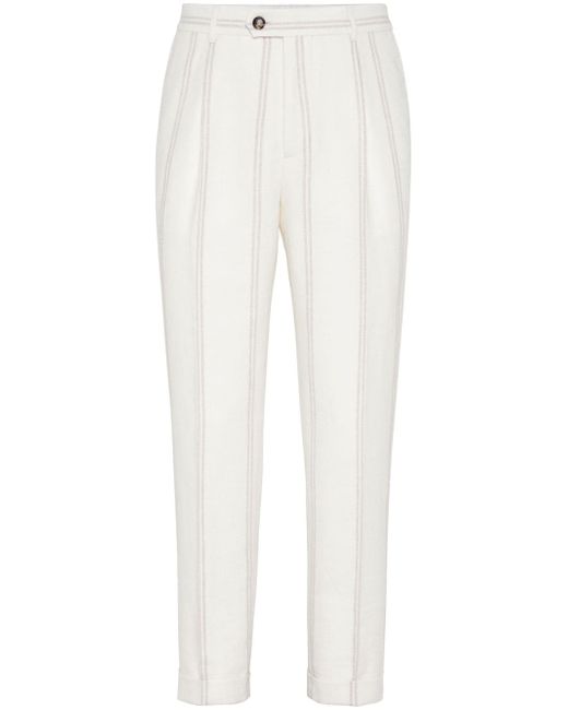 Brunello Cucinelli stripe-pattern button-fastening tapered trousers