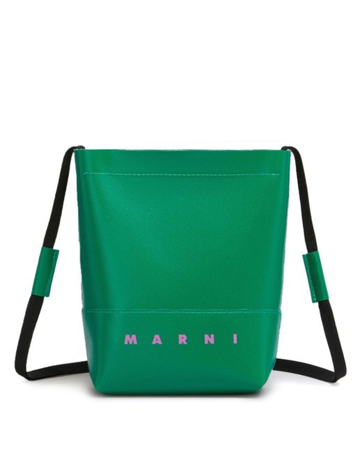 Marni logo-print two-tone shoulder bag