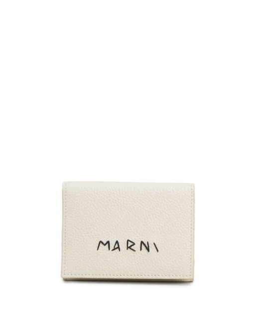 Marni logo-stitch tri-fold leather wallet