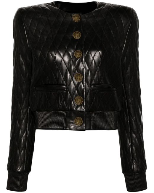 Balmain shoulder-pads quilted leather jacket