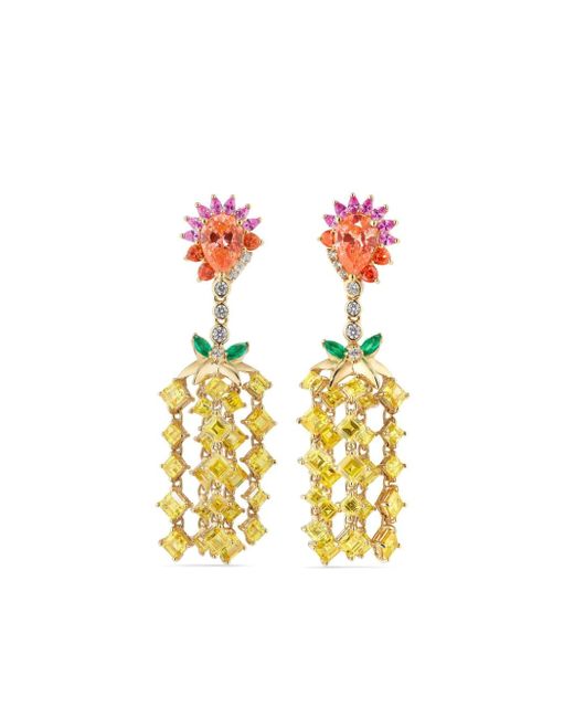 Anabela Chan 18kt gold Pineapple multi-stone earrings