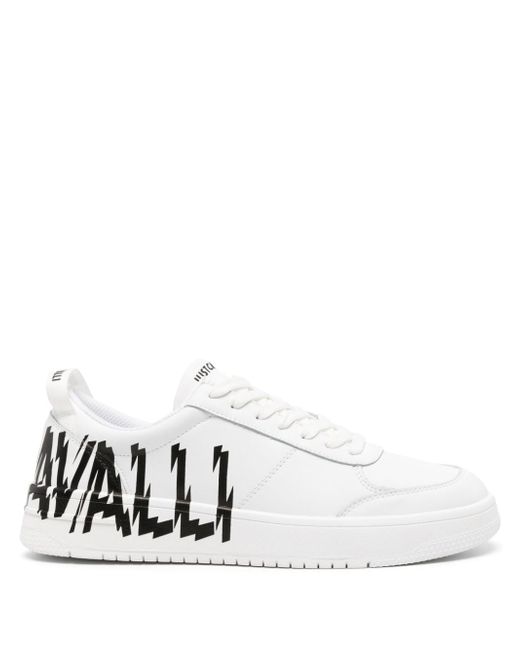 Just Cavalli logo-print leather sneakers