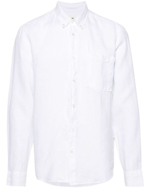 Nn07 button-down collar linen shirt