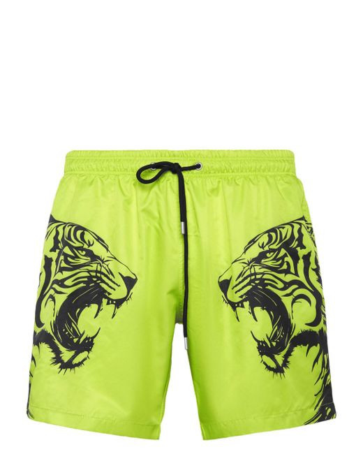 Plein Sport tiger-print swim shorts