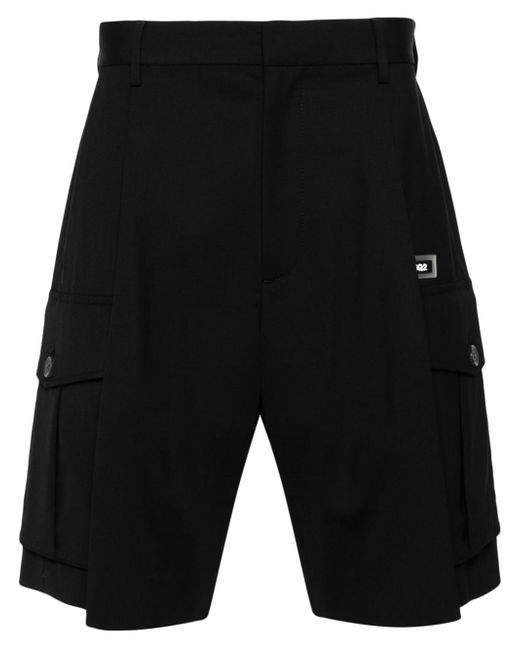 Dsquared2 pleated virgin wool cargo shorts