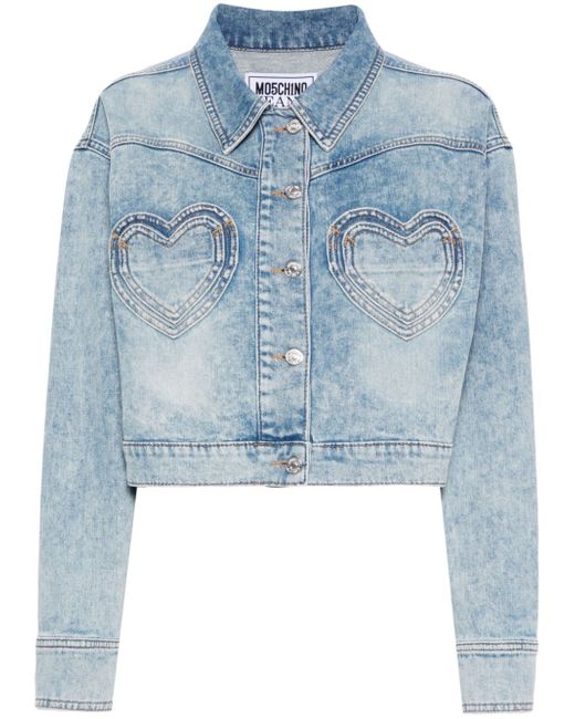 Moschino Jeans heart-pockets cropped denim jacket