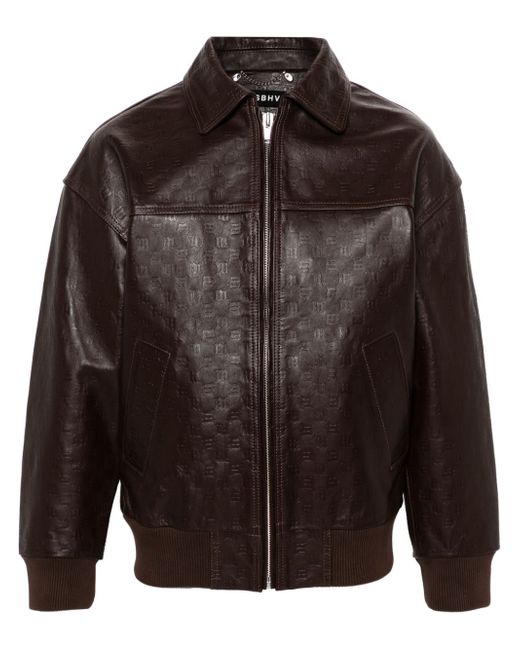 Misbhv logo-embossed leather jacket