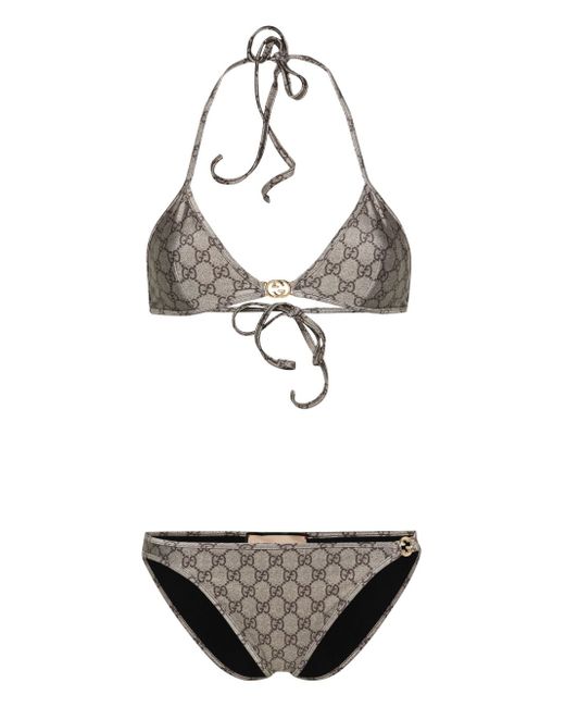 Gucci GG Supreme-print triangle bikini