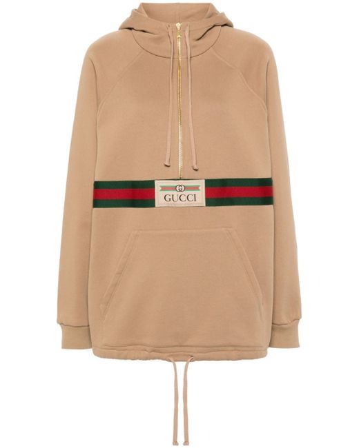 Gucci Web-stripe cotton hoodie