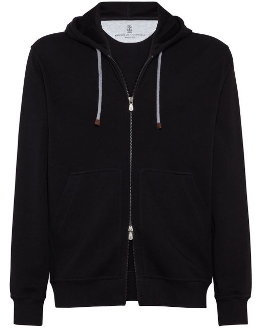 Brunello Cucinelli zip-front drawstring hoodie