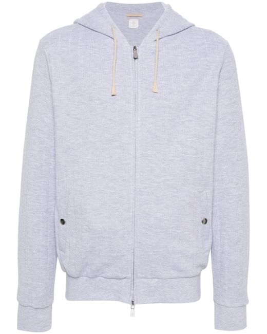 Eleventy ribbed-knit zipped hoodie