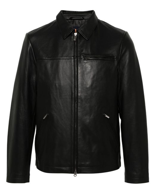 Boggi Milano leather shirt jacket