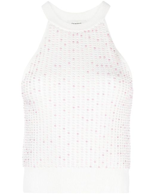 Sandro faux-pearl ribbed-knit top