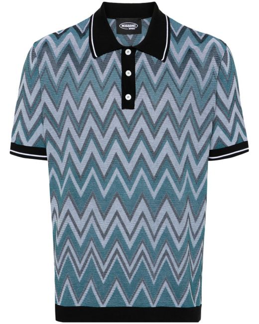 Missoni zigzag-woven knitted polo shirt