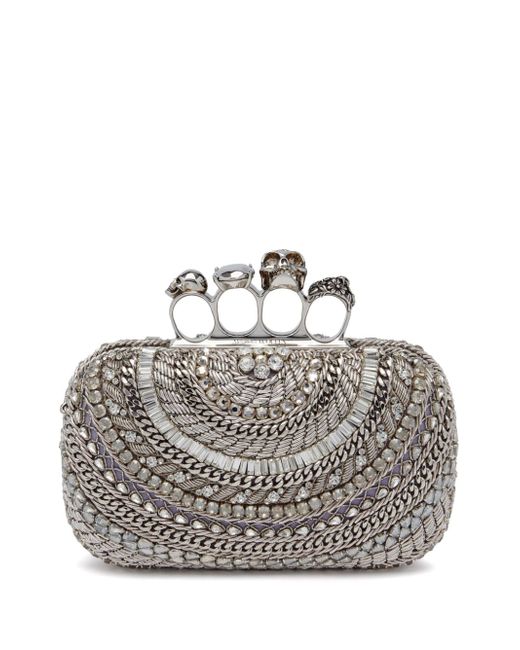 Alexander McQueen Knuckle crystal-embellished clutch bag