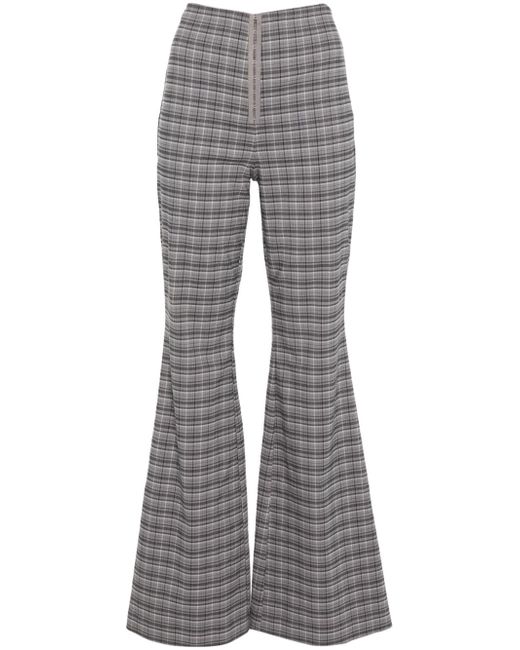 Rotate checked flared trousers