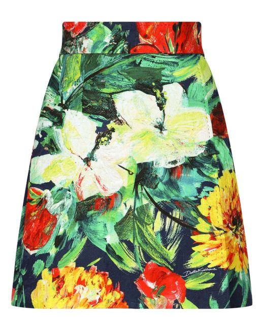 Dolce & Gabbana floral-print high-waisted miniskirt