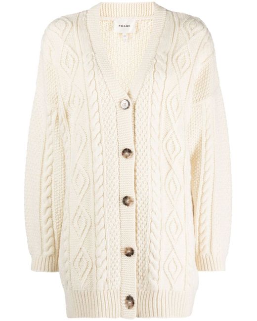 Frame cable-knit cardigan