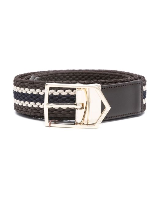 Canali stripe-print braided belt
