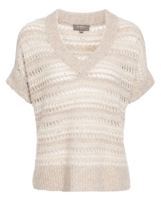 N.Peal open-knit V-neck top