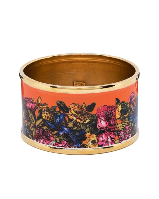 Moschino logo-engraved floral-print bracelet