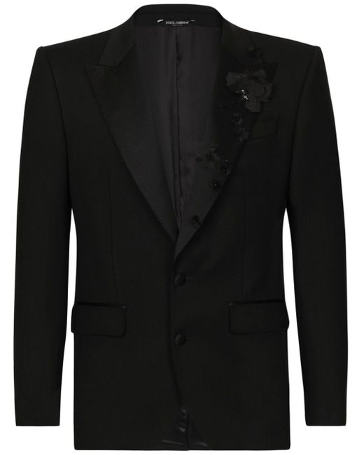 Dolce & Gabbana floral-appliqué single-breasted suit
