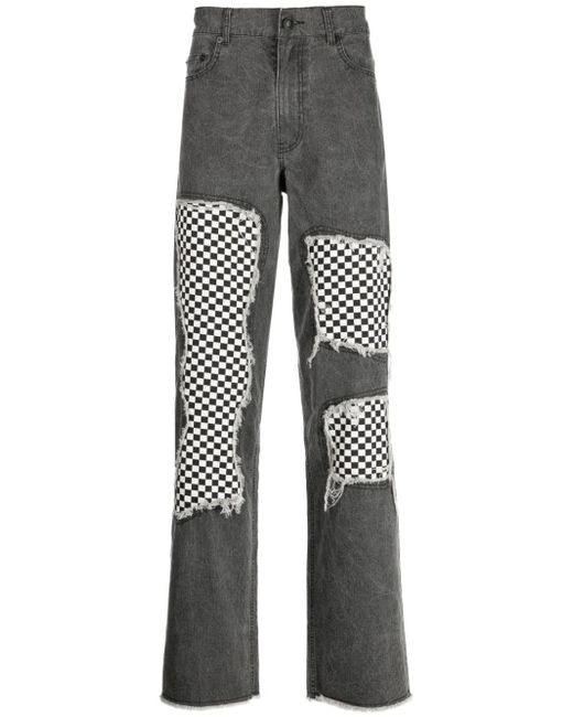 Haculla checkerboard-print lose-fit jeans